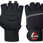 Black weight lifting gloves with wrist support for gym workout